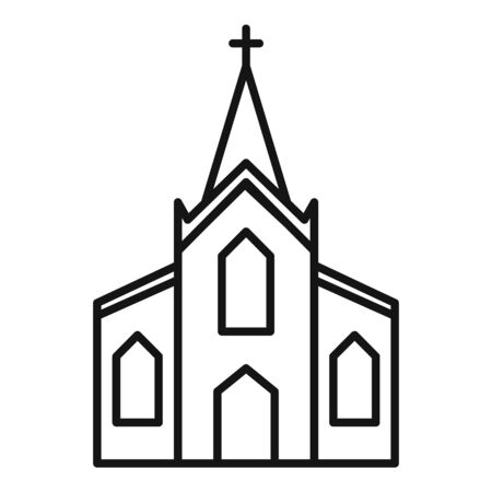 Wood church icon, outline styleのイラスト素材