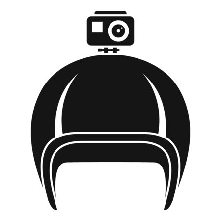 Action camera helmet icon. Simple illustration of action camera helmet vector icon for web design isolated on white backgroundのイラスト素材