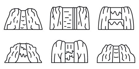 Waterfall icons set, outline styleの写真素材