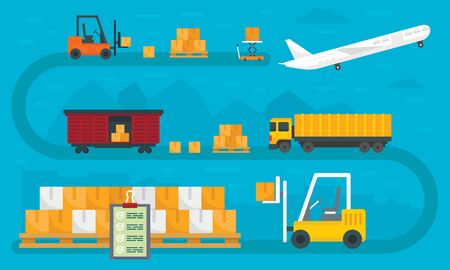 World goods export concept banner, flat styleの写真素材