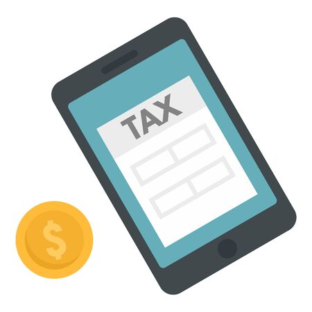 Tax payment smartphone icon. Flat illustration of tax payment smartphone vector icon for web designのイラスト素材