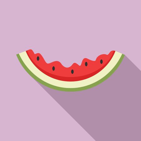 Eaten watermelon slice icon, flat styleのイラスト素材