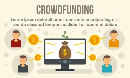 Online crowdfunding concept banner, flat styleのイラスト素材