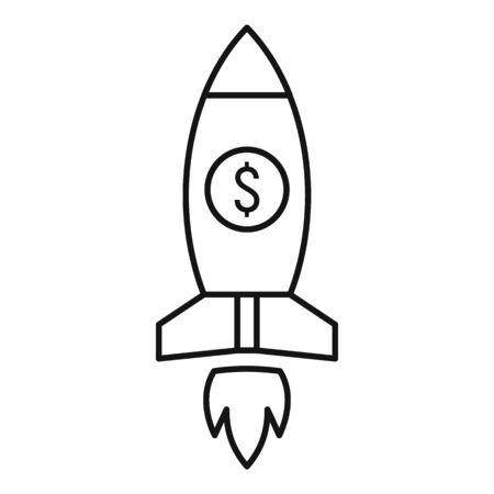 Crowdfunding rocket icon, outline styleのイラスト素材