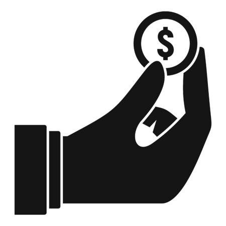 Hand coin donation icon, simple styleのイラスト素材