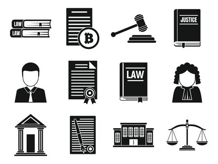 Judge icons set, simple styleのイラスト素材