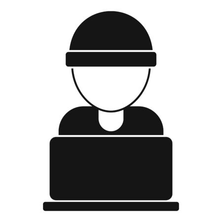 Hacker laptop icon, simple styleのイラスト素材