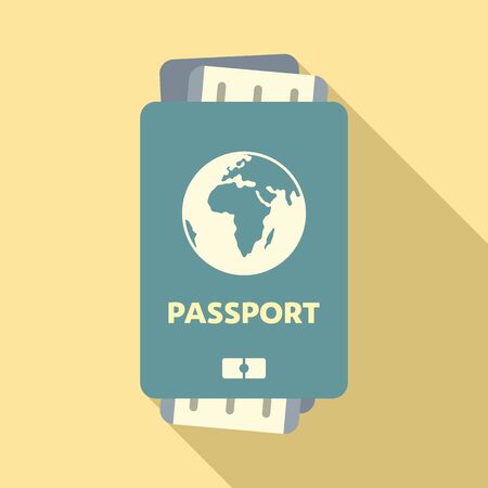 Passport with ticket icon. Flat illustration of passport with ticket vector icon for web designのイラスト素材