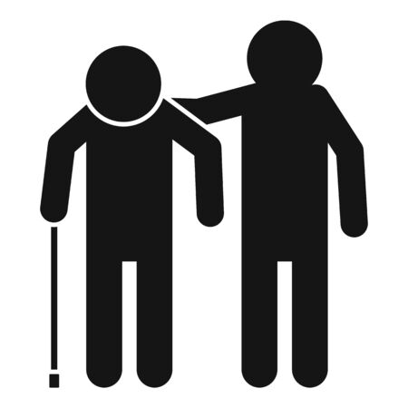 Boy help senior man icon. Simple illustration of boy help senior man vector icon for web design isolated on white backgroundのイラスト素材