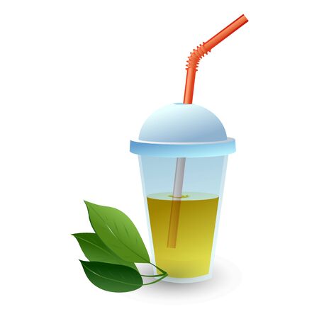 Mango juice cup icon, cartoon styleのイラスト素材
