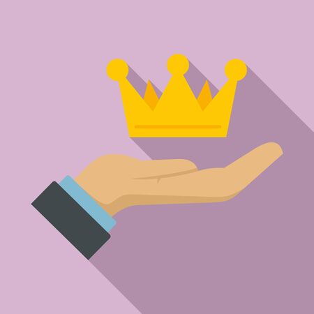 Crown in hand icon. Flat illustration of crown in hand vector icon for web designのイラスト素材