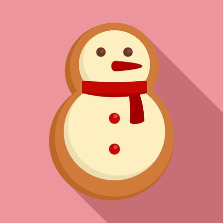 Gingerbread snowman icon, flat styleのイラスト素材