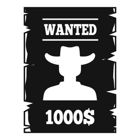 Western wanted paper icon. Simple illustration of western wanted paper vector icon for web design isolated on white backgroundのイラスト素材