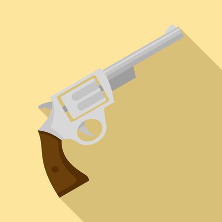 Steel revolver icon, flat styleのイラスト素材