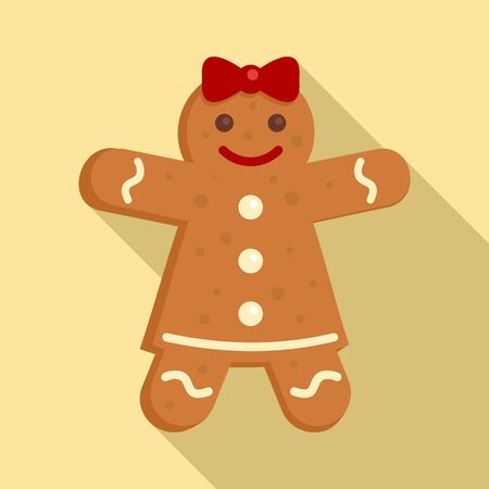 Gingerbread girl icon. Flat illustration of gingerbread girl vector icon for web designのイラスト素材