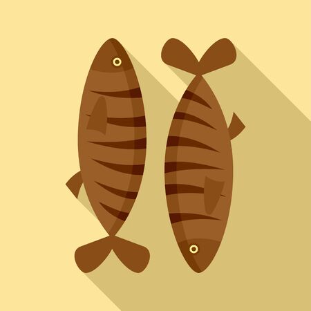 Fried fish icon, flat styleのイラスト素材