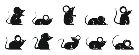 Rat icons set, simple styleのイラスト素材