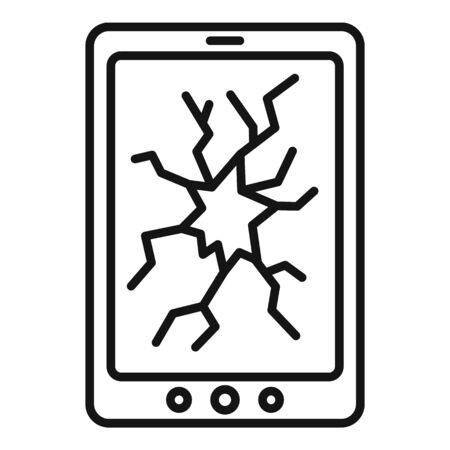 Broken smartphone display icon. Outline broken smartphone display vector icon for web design isolated on white backgroundのイラスト素材