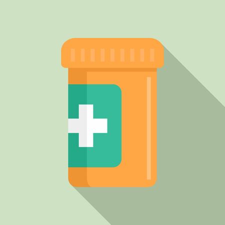 Medical pill jar icon, flat styleのイラスト素材
