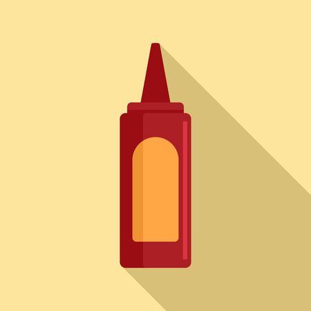 Tasty ketchup bottle icon, flat styleのイラスト素材