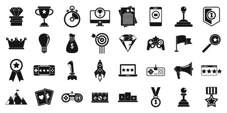 Gamification machine icons set. Simple set of gamification machine vector icons for web design on white backgroundのイラスト素材