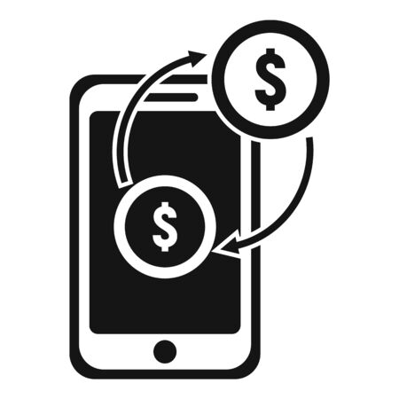 Smartphone money transfer icon. Simple illustration of smartphone money transfer vector icon for web design isolated on white backgroundのイラスト素材