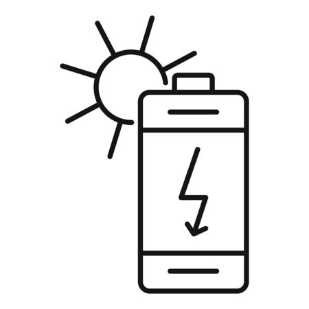 Charge phone solar energy icon, outline styleのイラスト素材