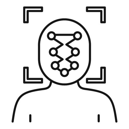 Man face recognition icon, outline styleのイラスト素材