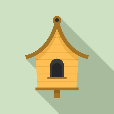 Wood bird house icon. Flat illustration of wood bird house vector icon for web designのイラスト素材