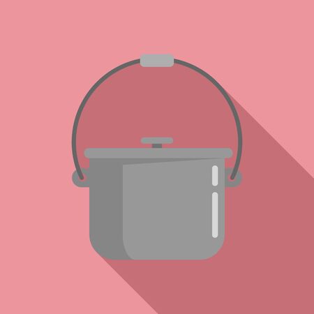 Camping food fire pot icon. Flat illustration of camping food fire pot vector icon for web designのイラスト素材