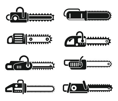 Chainsaw blade icons set. Simple set of chainsaw blade vector icons for web design on white backgroundのイラスト素材