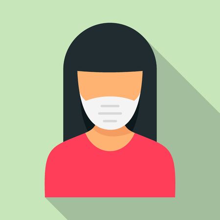 Woman protect mask icon, flat styleのイラスト素材