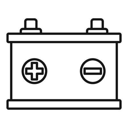 Car battery icon. Outline car battery vector icon for web design isolated on white backgroundのイラスト素材