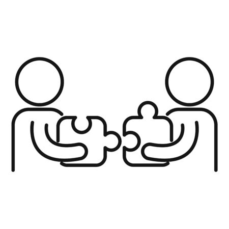 Collaboration puzzle idea icon, outline styleのイラスト素材