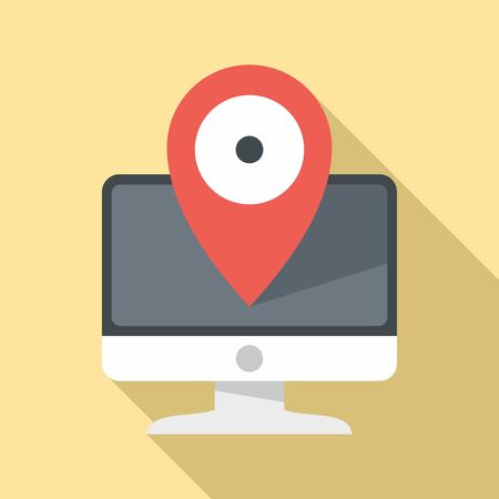 Business computer location icon, flat styleのイラスト素材