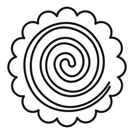Sweet spiral biscuit icon, outline styleのイラスト素材