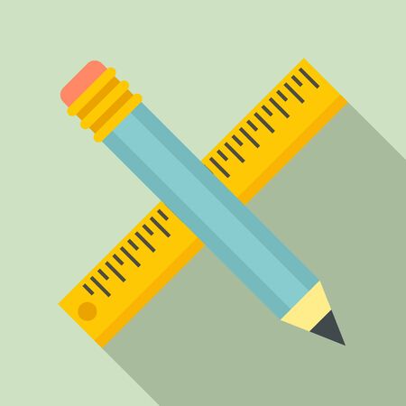 Crossed pencil ruler icon. Flat illustration of crossed pencil ruler vector icon for web designのイラスト素材