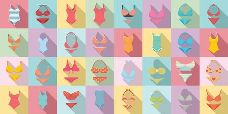 Swimsuit icons set. Flat set of swimsuit vector icons for web designのイラスト素材