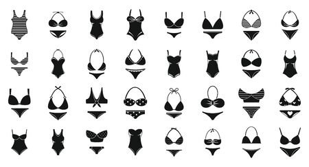 Swimsuit beach icons set. Simple set of swimsuit beach vector icons for web design on white backgroundのイラスト素材