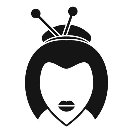 Japanese woman head icon. Simple illustration of japanese woman head vector icon for web design isolated on white backgroundのイラスト素材