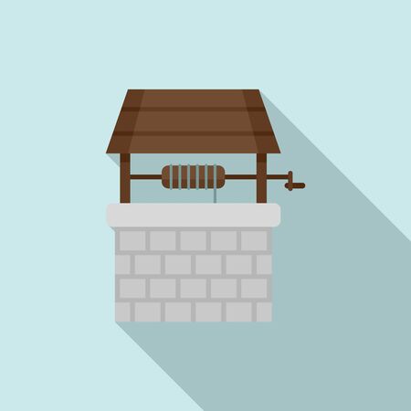 Stone water well icon, flat styleのイラスト素材