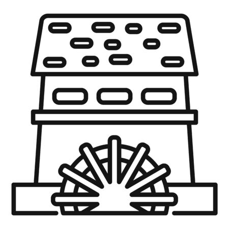 Water mill house icon, outline styleのイラスト素材