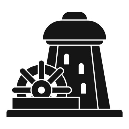 Water mill tower icon. Simple illustration of water mill tower vector icon for web design isolated on white backgroundのイラスト素材