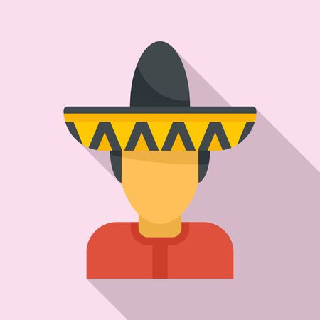 Mexican man avatar icon, flat styleのイラスト素材