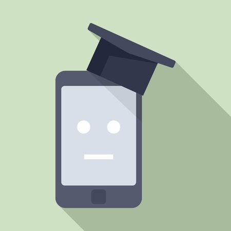 Smartphone machine learning icon, flat styleのイラスト素材