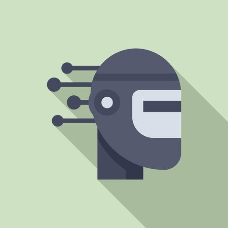 Robot machine learning icon, flat styleのイラスト素材