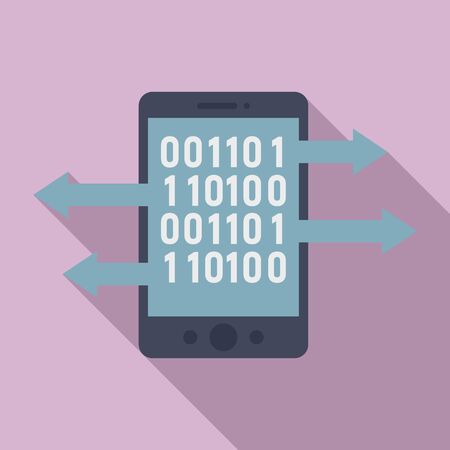 Smartphone machine learning icon, flat styleのイラスト素材