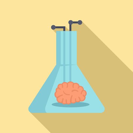 Ai flask brain icon, flat styleのイラスト素材