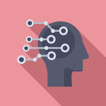 Artificial intelligent icon, flat styleのイラスト素材