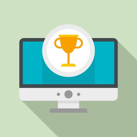 Gamification monitor cup icon, flat styleのイラスト素材
